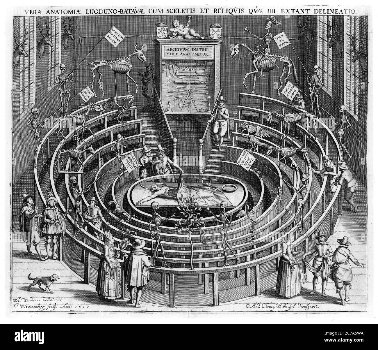 THÉÂTRE ANATOMIQUE DE LEIDEN EN 1610. Banque D'Images
