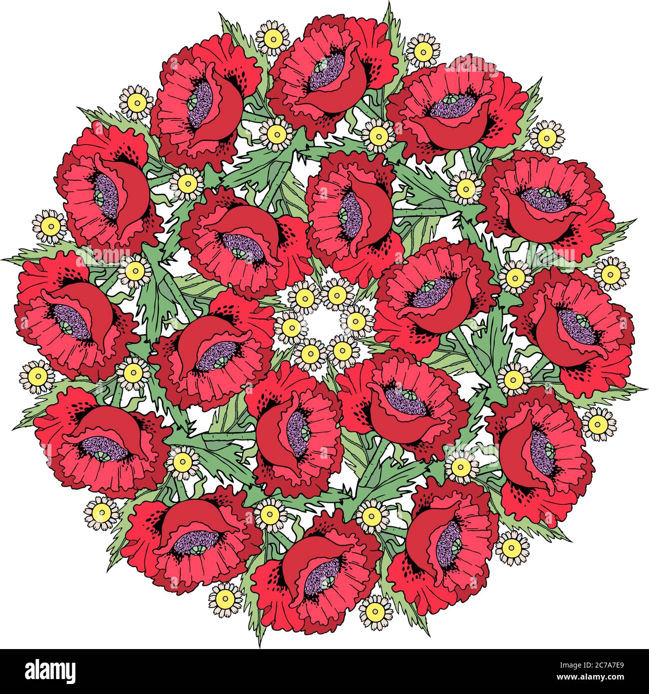 Illustration abstraite représentant des fleurs de coquelicots dessinées à la main Illustration de Vecteur