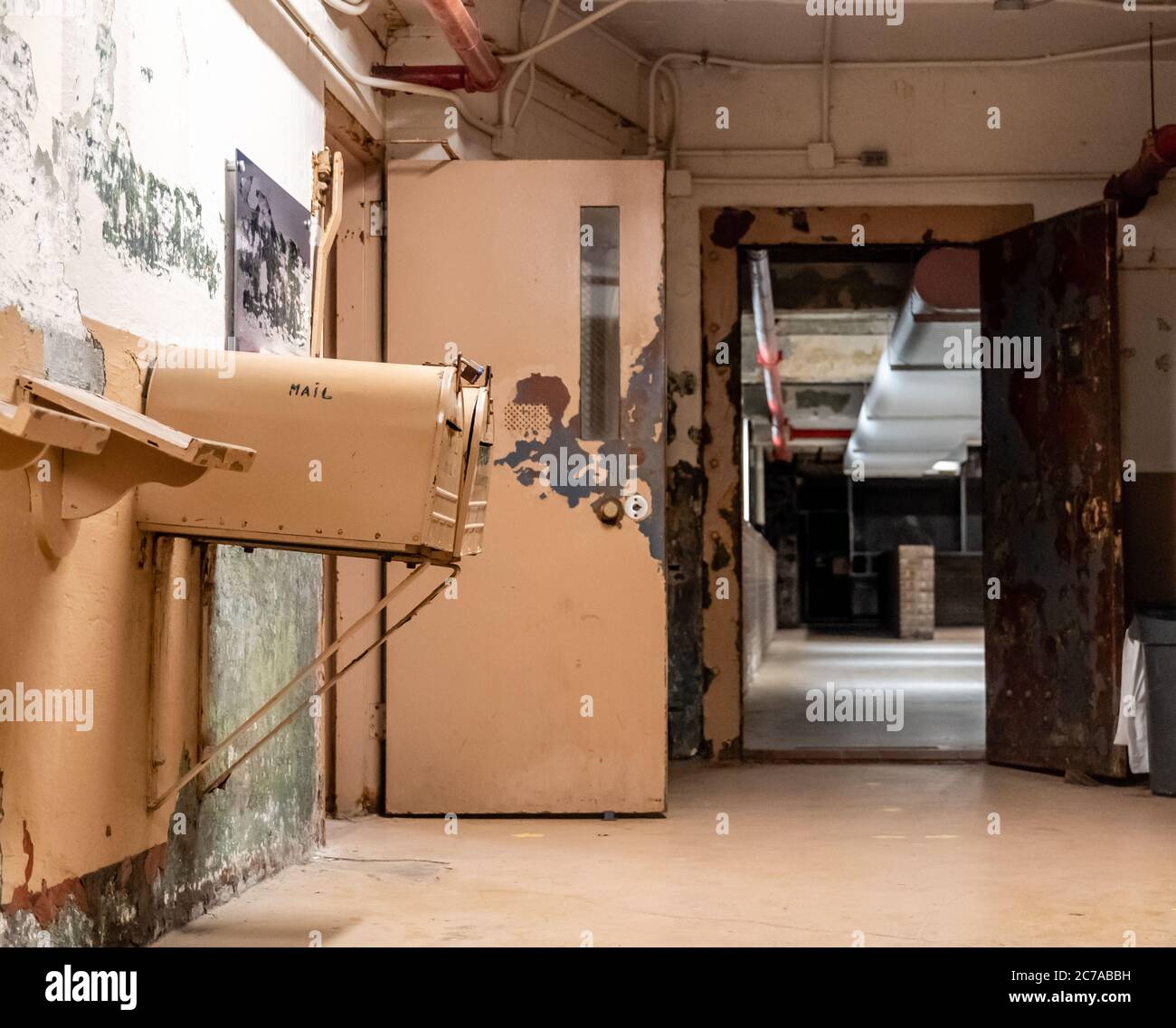 salle de courrier et boîte aux lettres du pénitencier de l'État de brushy Mountain dans la prison du Tennessee Banque D'Images