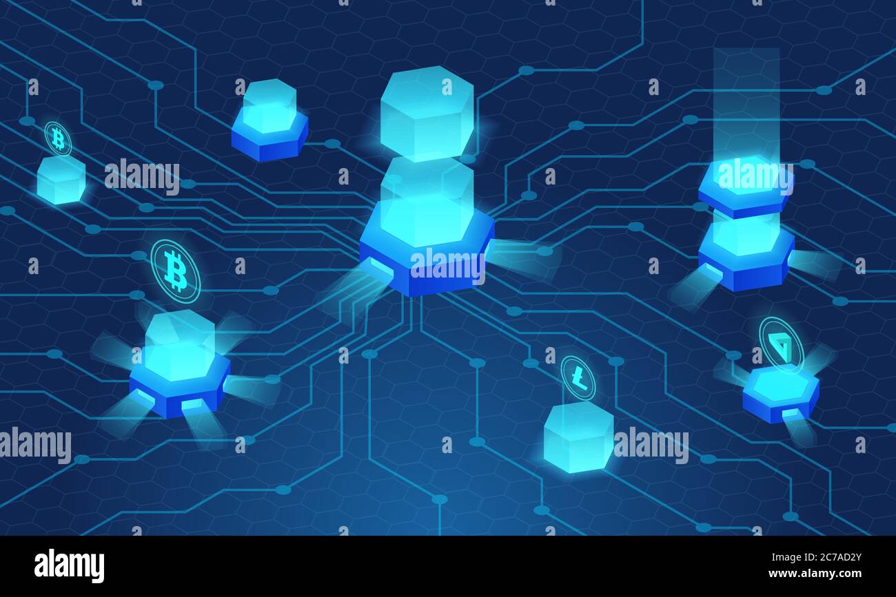Illustration du vecteur isométrique de stockage de données, du concept de crypto-monnaie et de blockchain, du centre de données basé sur les données et du cloud. Web design, présentation bannière Illustration de Vecteur