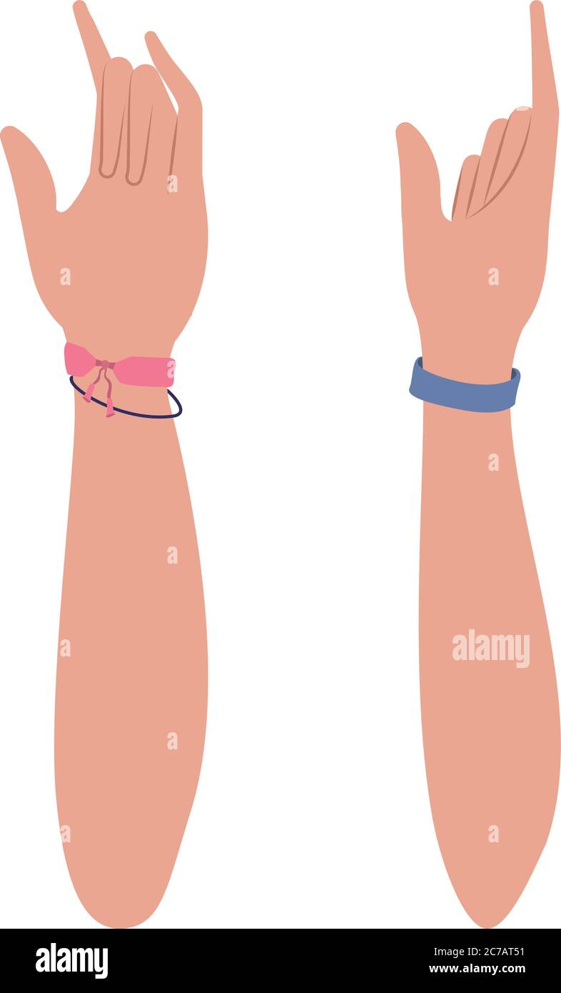 rock signe avec les mains conception de personnes bras doigt personne apprendre communication thème de santé Illustration vectorielle Illustration de Vecteur