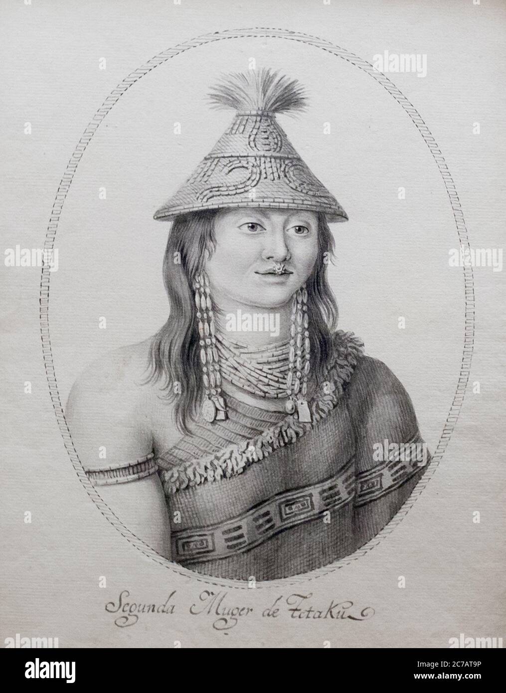 Tetaku deuxième épouse, Portrait. Makah Chef, Péninsule Olympique, État indigène de Washington. Gravure Banque D'Images