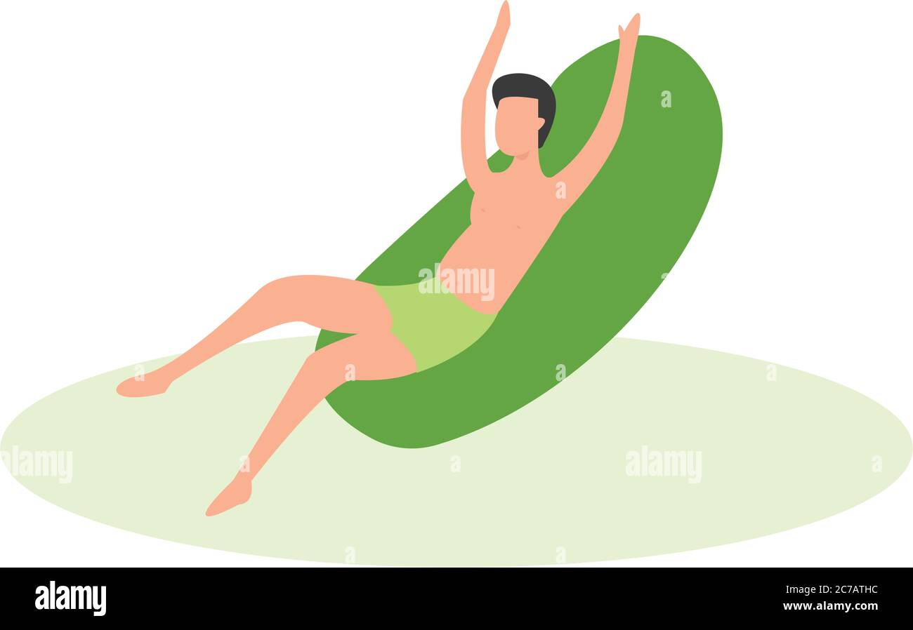 Jeune homme, bains de soleil dans la piscine Illustration de Vecteur