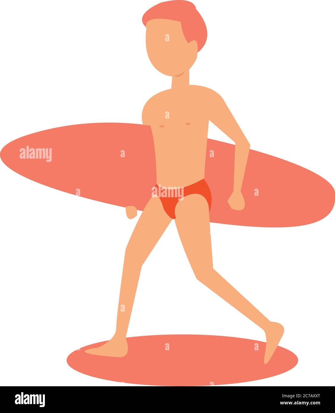 Un garçon allant à la plage avec une planche à surf Illustration de Vecteur