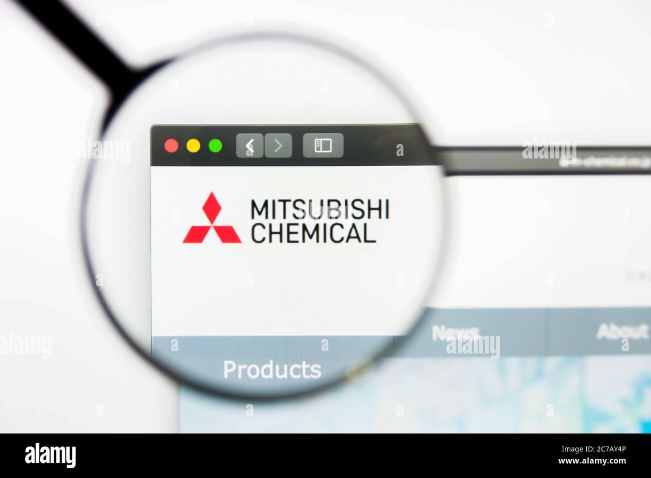Los Angeles, Californie, Etats-Unis - 10 mars 2019 : éditorial illustratif, page d'accueil du site Web Mitsubishi Chemical. Logo Mitsubishi Chemical visible sur Banque D'Images