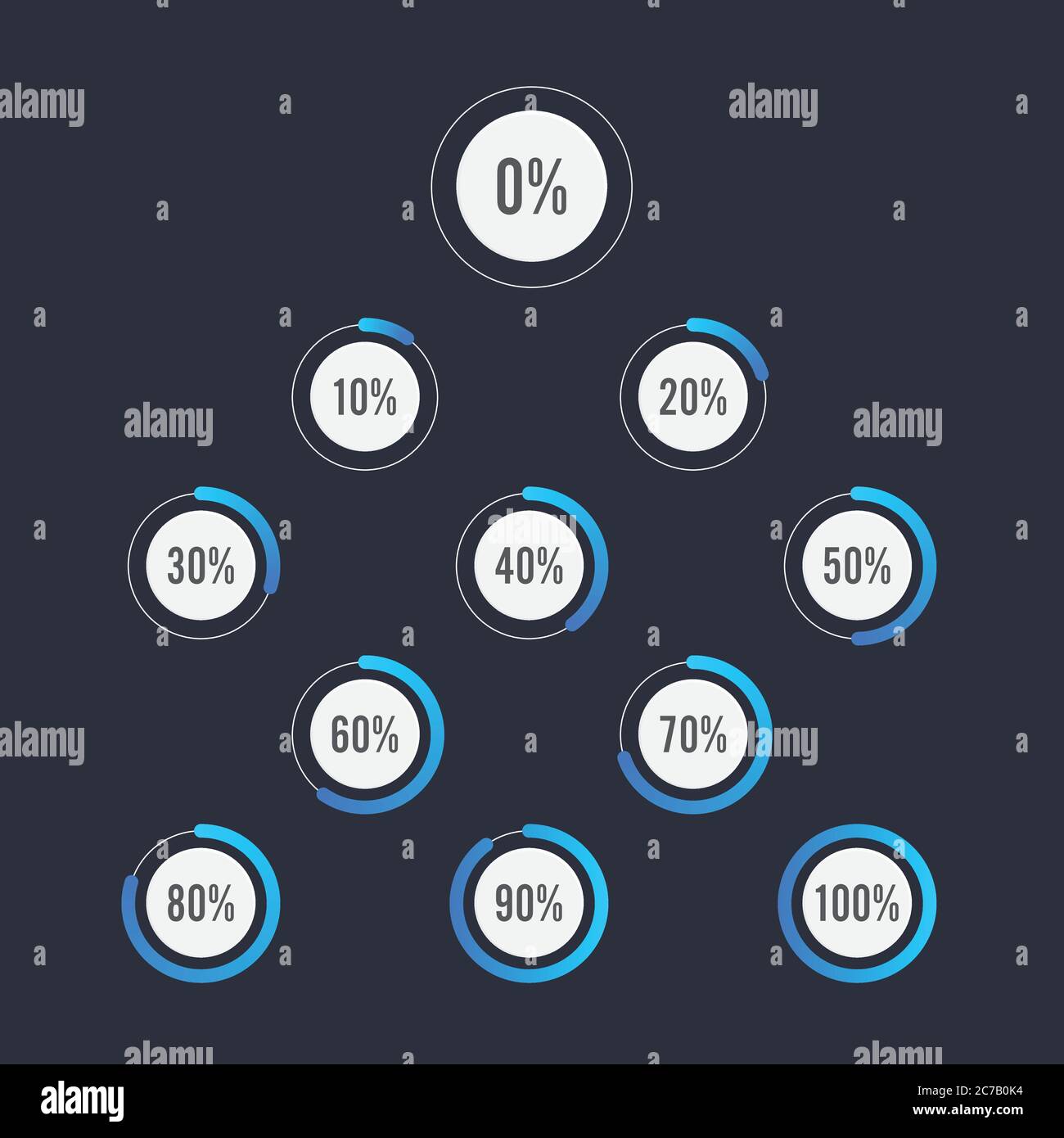 Ensemble de diagrammes de pourcentage de cercle pour les éléments de conception infographiques Illustration de Vecteur