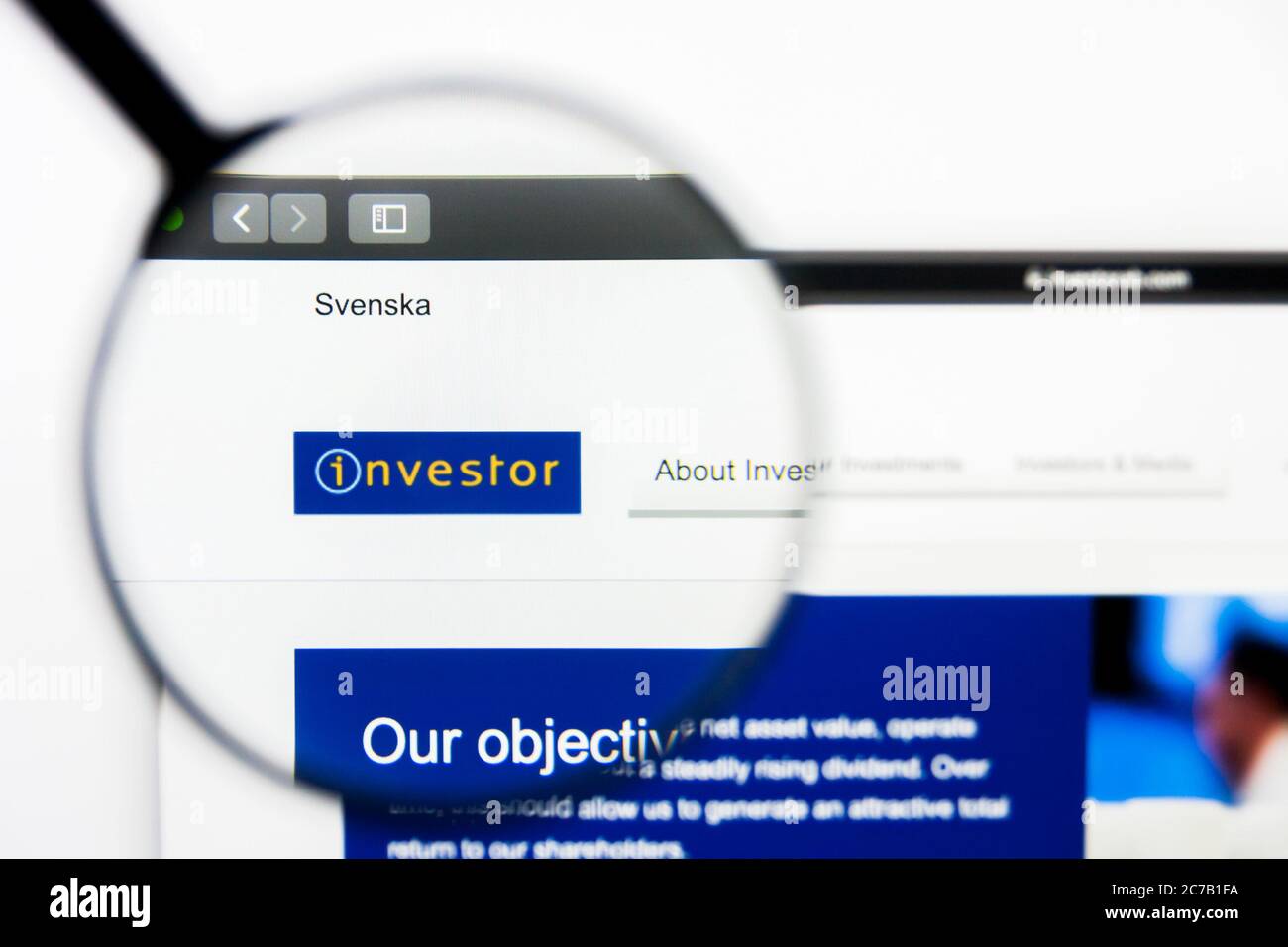 Los Angeles, Californie, Etats-Unis - 23 mars 2019 : éditorial illustratif de la page d'accueil du site d'Investor AB. Logo AB investisseur visible sur l'écran. Banque D'Images