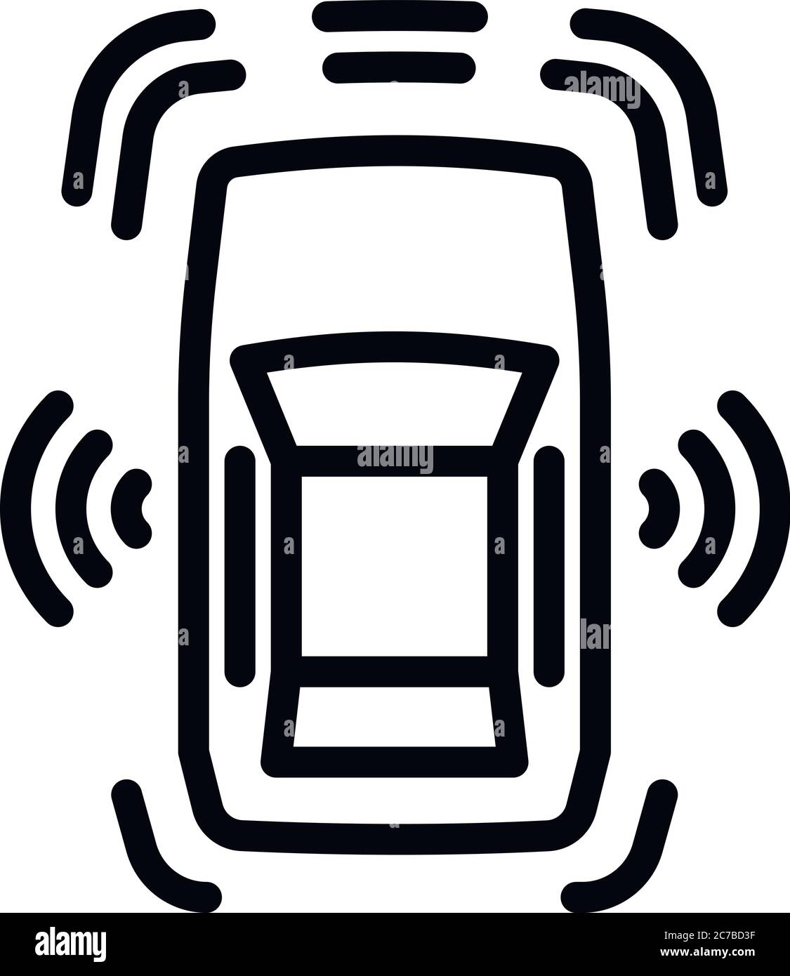 Icône de voiture à conduite automatique. Contour auto-pilotant icône vecteur de voiture pour la conception de Web isolée sur fond blanc Illustration de Vecteur