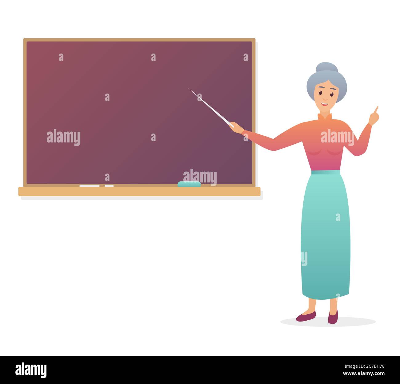 Vieille femme enseignante près du tableau noir. Illustration tendance à vecteur de couleur dégradé de grand-mère enseignant isolé Illustration de Vecteur