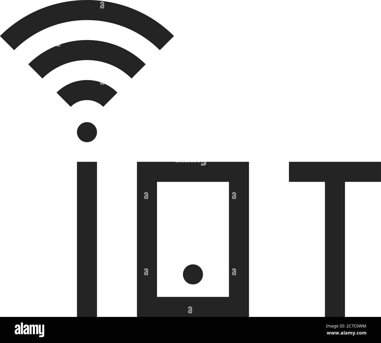 logo simple ligne mince iot noir Illustration de Vecteur