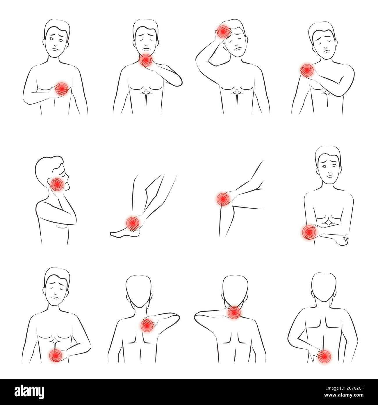 Illustration vectorielle de l'ensemble de douleur homme. Line man sentant la douleur dans différentes parties du corps Illustration de Vecteur Illustration vectorielle de l'ensemble de douleur homme. Line man sentant la douleur dans différentes parties du corps Illustration de Vecteur