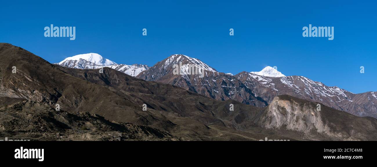 Vue de l'Himalaya de Muktinath, Bas Mustang, Népal Banque D'Images
