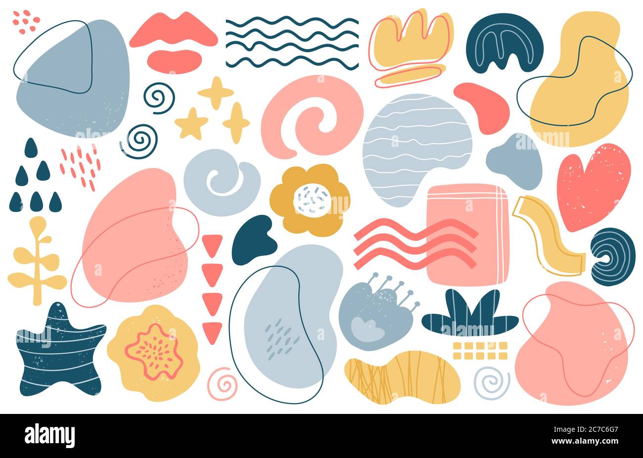 Éléments de caniche abstraits. Moderne tendance formes texturées dessinées à la main, créatif contemporain esthétique doodle éléments vecteur d'illustration ensemble Illustration de Vecteur