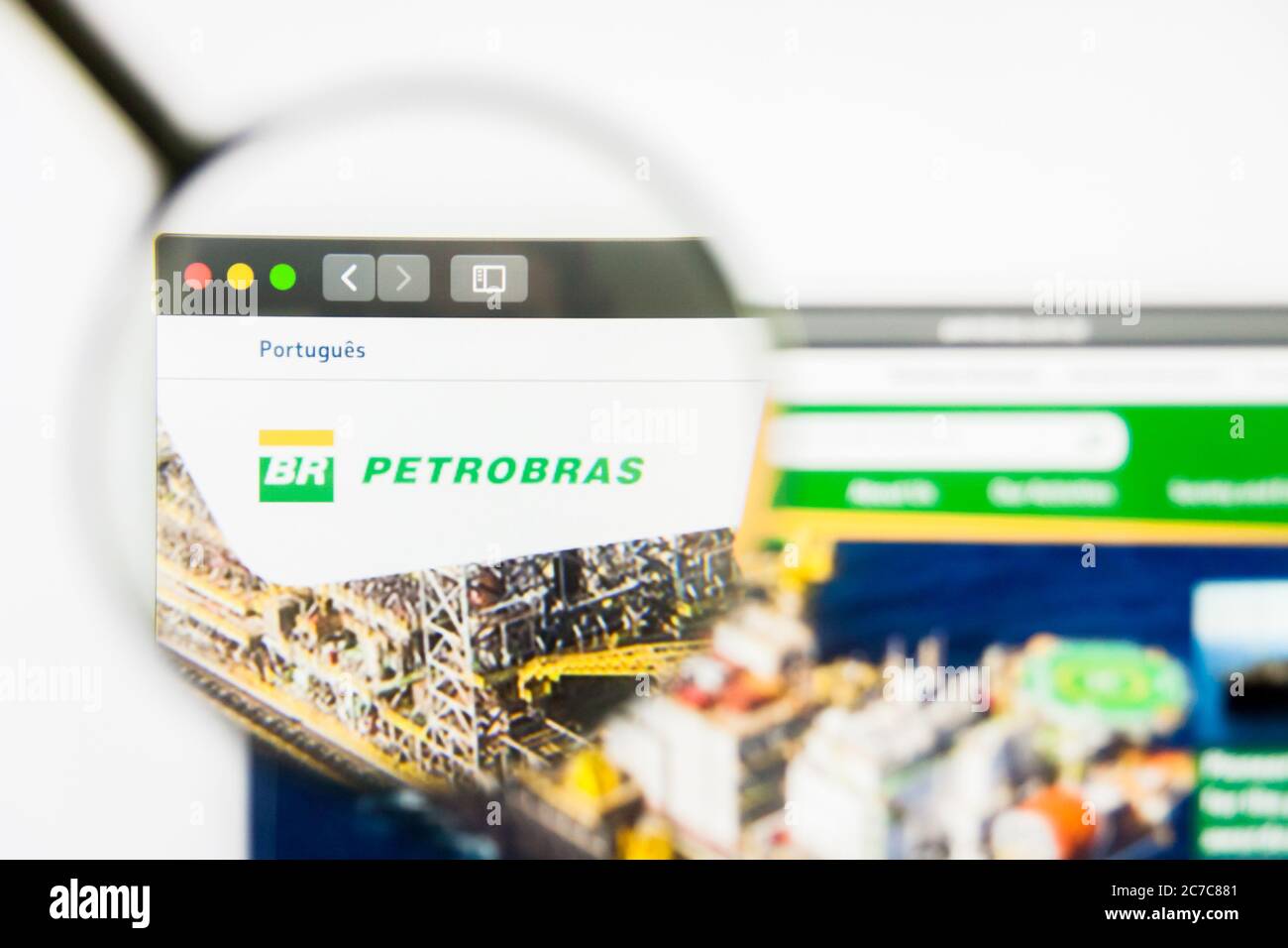 Los Angeles, Californie, Etats-Unis - 25 mars 2019 : éditorial illustratif de la page d'accueil du site de Petrobras. Logo Petrobras visible sur l'écran. Banque D'Images