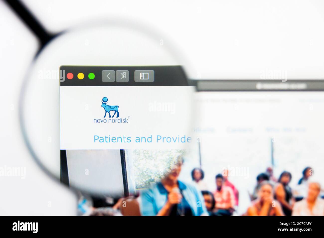 Los Angeles, Californie, Etats-Unis - 25 mars 2019 : éditorial illustratif de la page d'accueil du site Internet de Novo Nordisk. Logo Novo Nordisk visible sur l'écran. Banque D'Images
