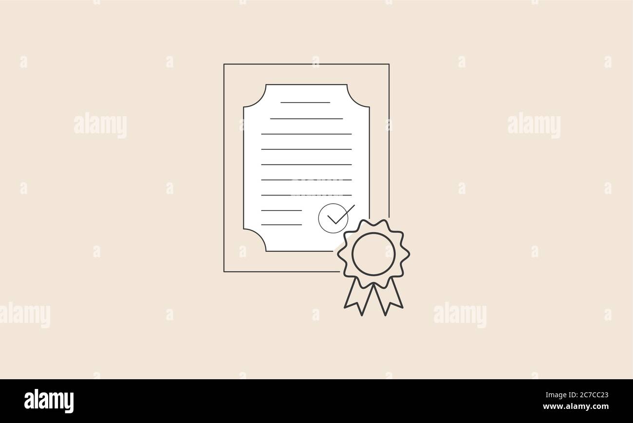 Concept de conception de certificat, lettre d'autorisation, approbation, taxe, conception plate Illustration de Vecteur