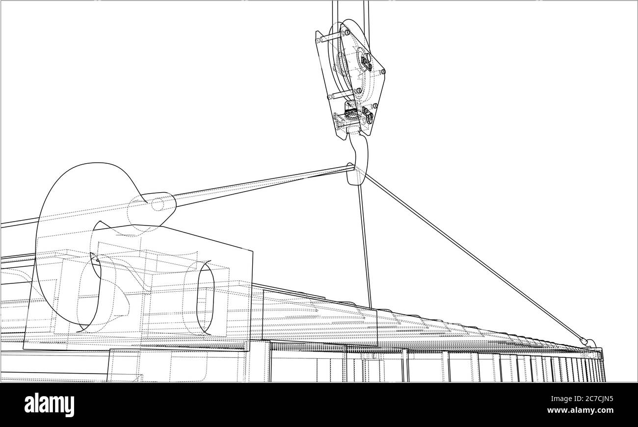 Le conteneur. Style fil de fer Banque D'Images