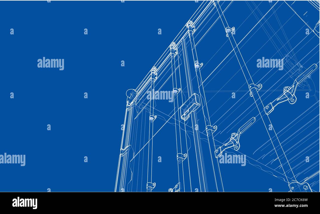 Le conteneur. Style fil de fer Banque D'Images