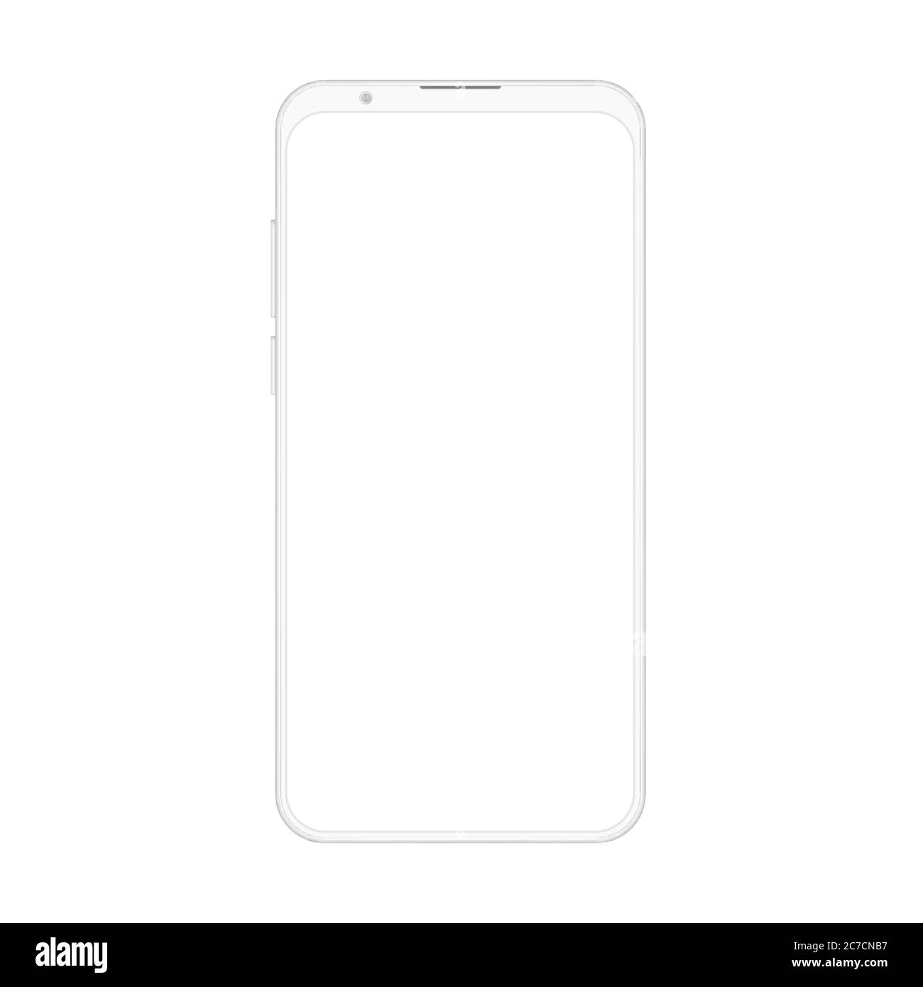 Nouvelle version réaliste de haute qualité de smartphone sans cadre blanc et doux avec écran blanc vierge. Maquette vectorielle réaliste sans téléphone avec cadre pour interface graphique, démonstration d'applications commerciales Illustration de Vecteur
