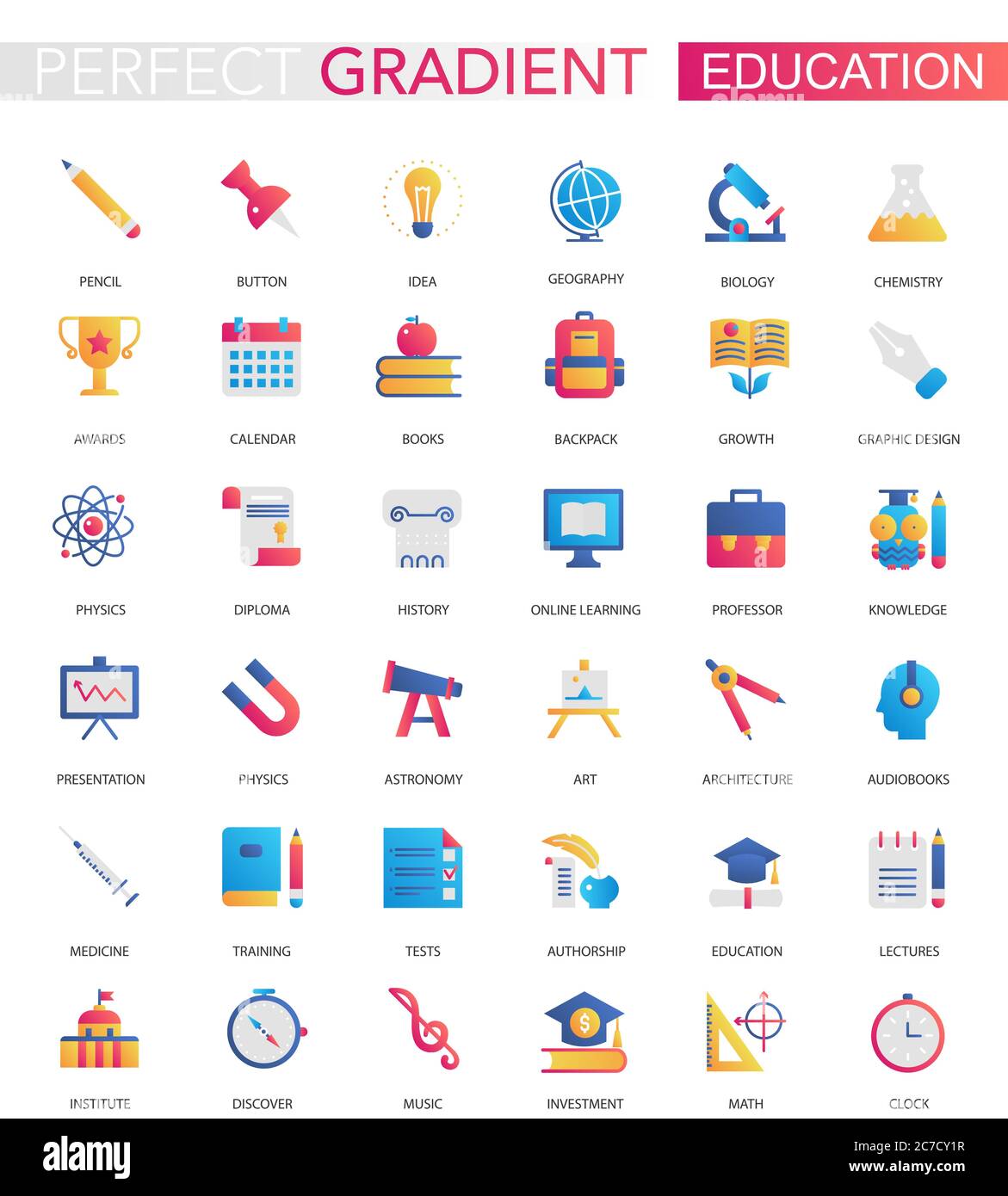 Ensemble vectoriel d'icônes tendance de formation à gradient plat Illustration de Vecteur