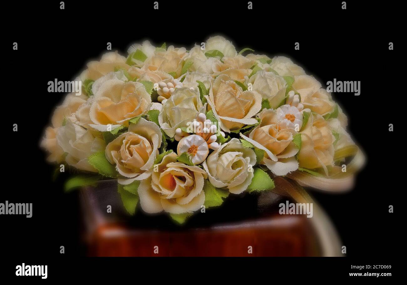 Bouquet de fleurs en tissu avec effet de flou Banque D'Images