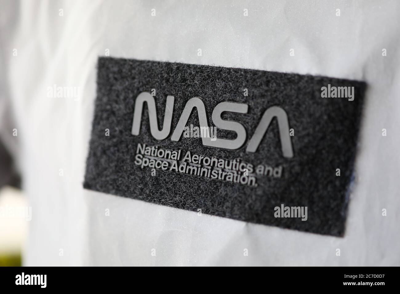 NASA National Aeronaitics Space Administration patch sur argent Space esuit closeup Banque D'Images NASA National Aeronaitics Space Administration patch sur argent Space esuit closeup Banque D'Images