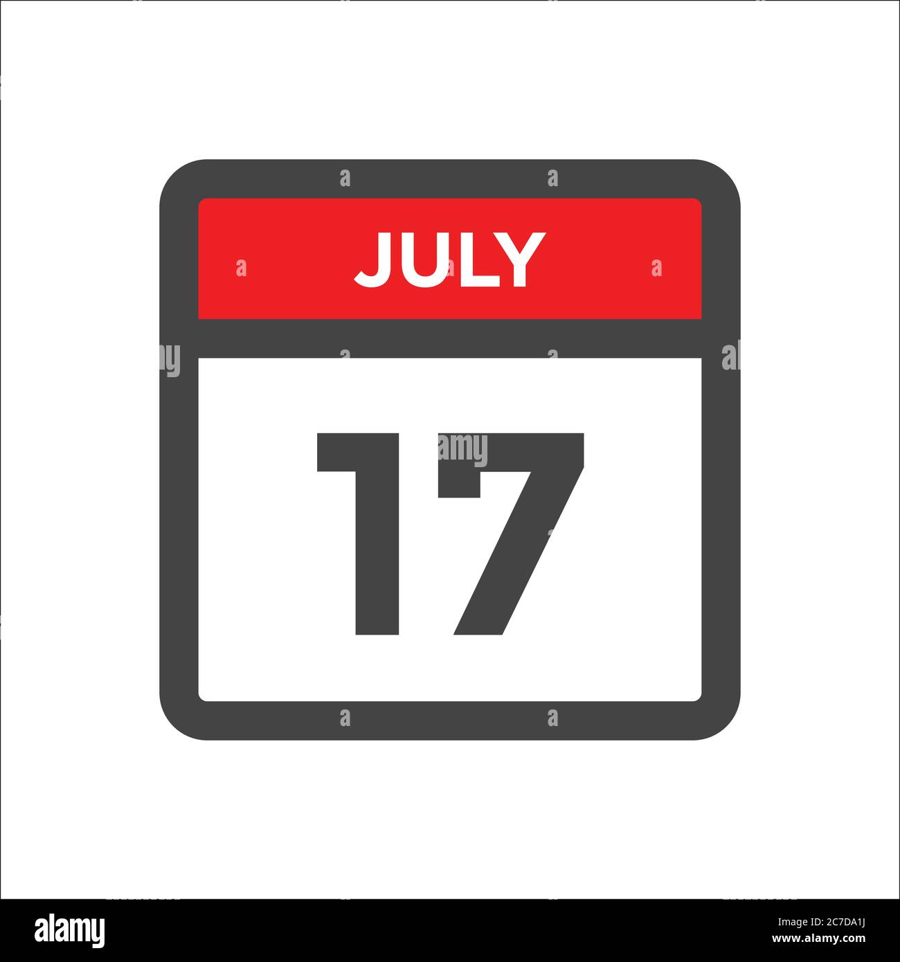 Icône du calendrier du 17 juillet avec le jour du mois Illustration de Vecteur