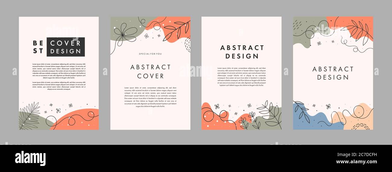 Ensemble de modèles artistiques abstraits. Couvertures universelles pour les rapports annuels, brochures, circulaires, présentations, prospectus, magazines. Illustration de Vecteur
