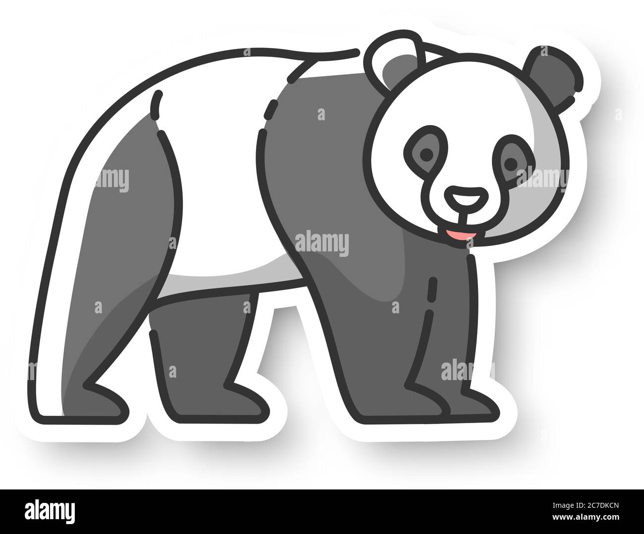 Écusson Panda. Faune chinoise indigène, faune asiatique commune. Mascotte de zoo, habitant de forêt orientale RGB couleur autocollant imprimable. bea noir et blanc Illustration de Vecteur