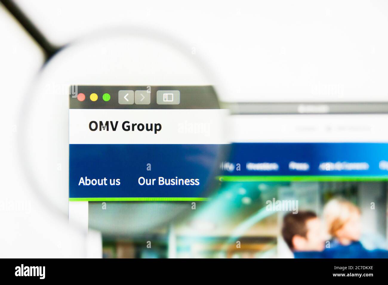 Los Angeles, Californie, Etats-Unis - 25 mars 2019 : éditorial illustratif de la page d'accueil du site Internet du Groupe OMV. Logo du groupe OMV visible sur l'écran. Banque D'Images