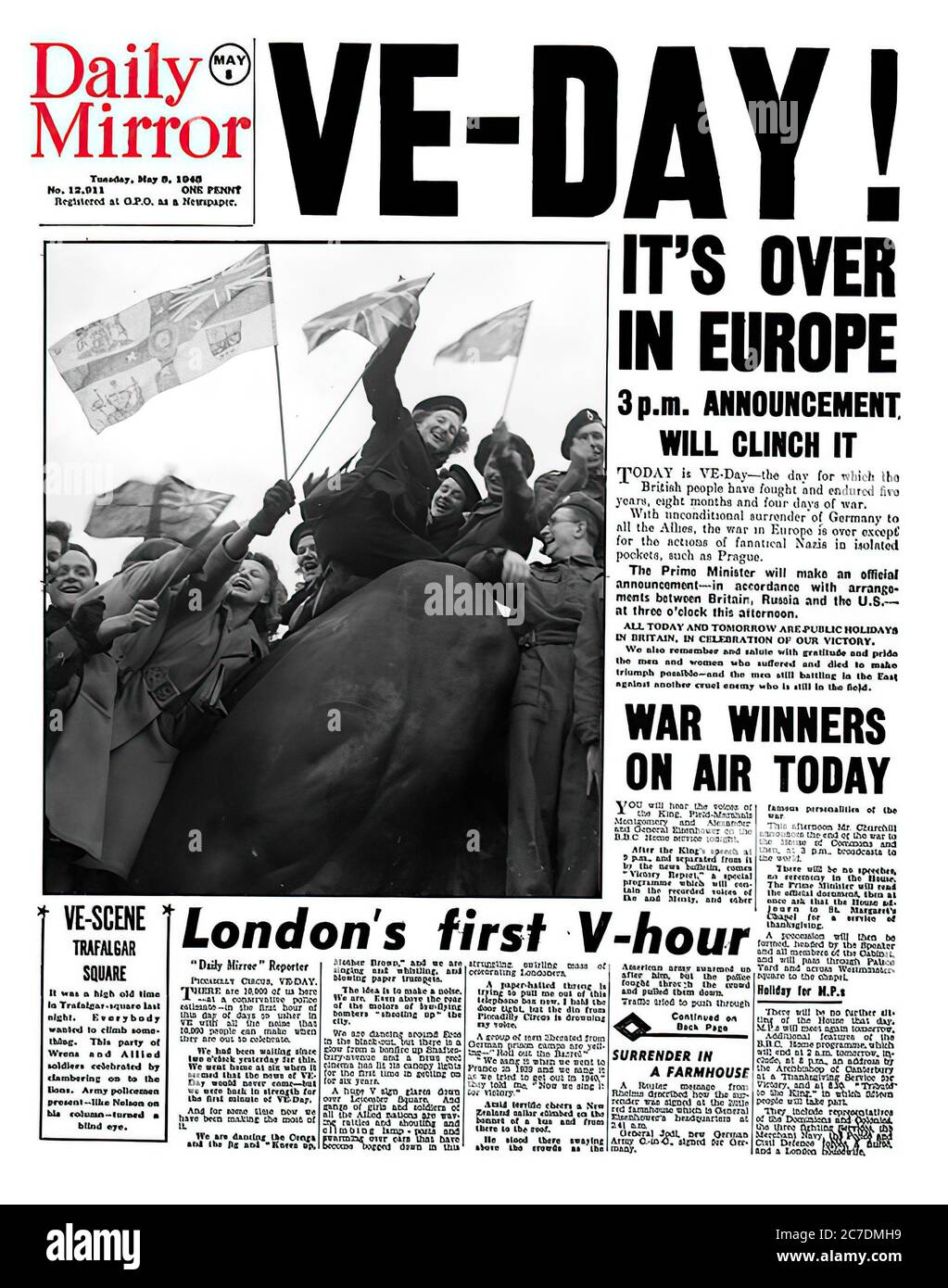 VE-Day 1945, mai 8 la fin du deuxième monde Banque D'Images