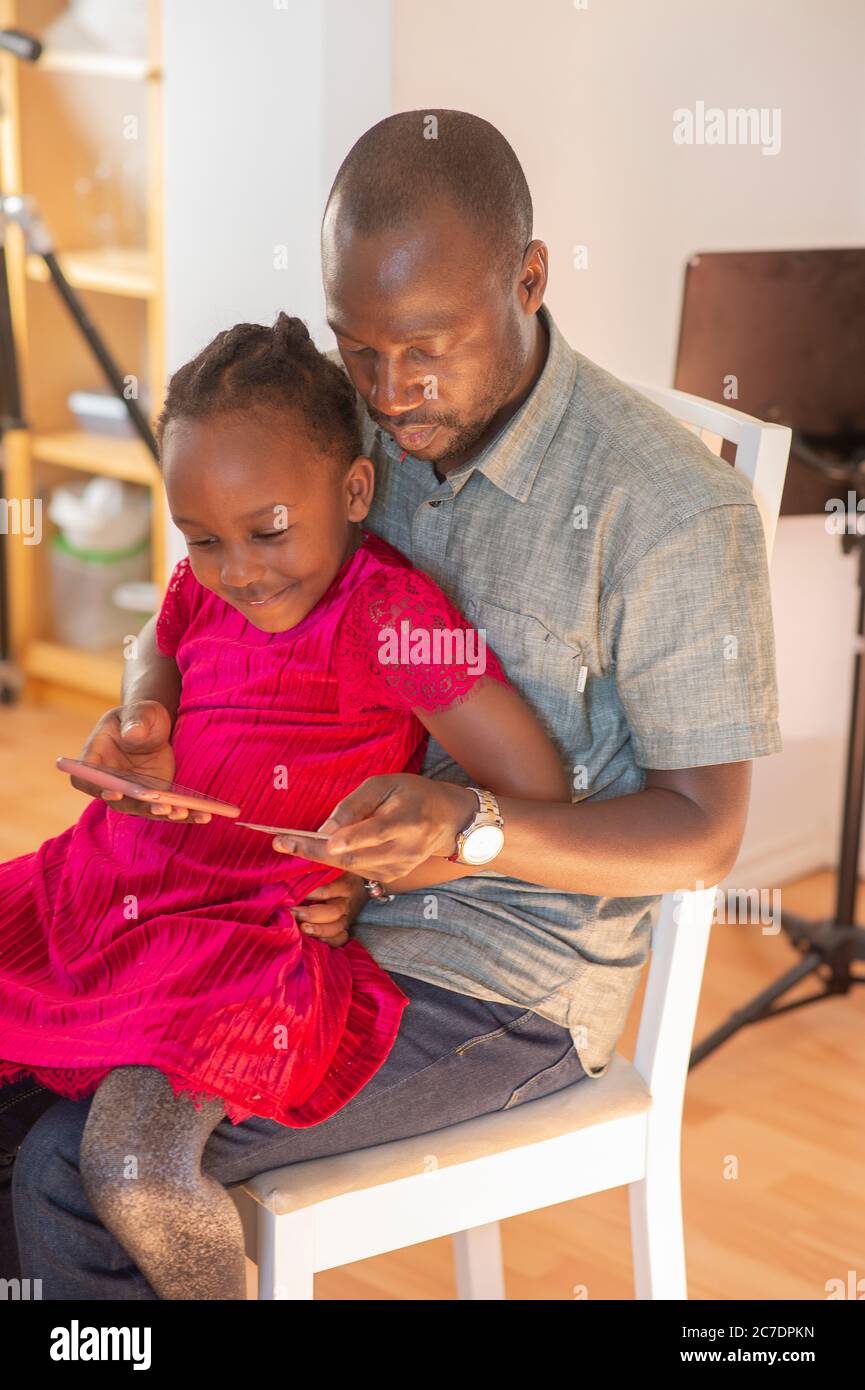 Portrait des réfugiés congolais, père et fille. Banque D'Images