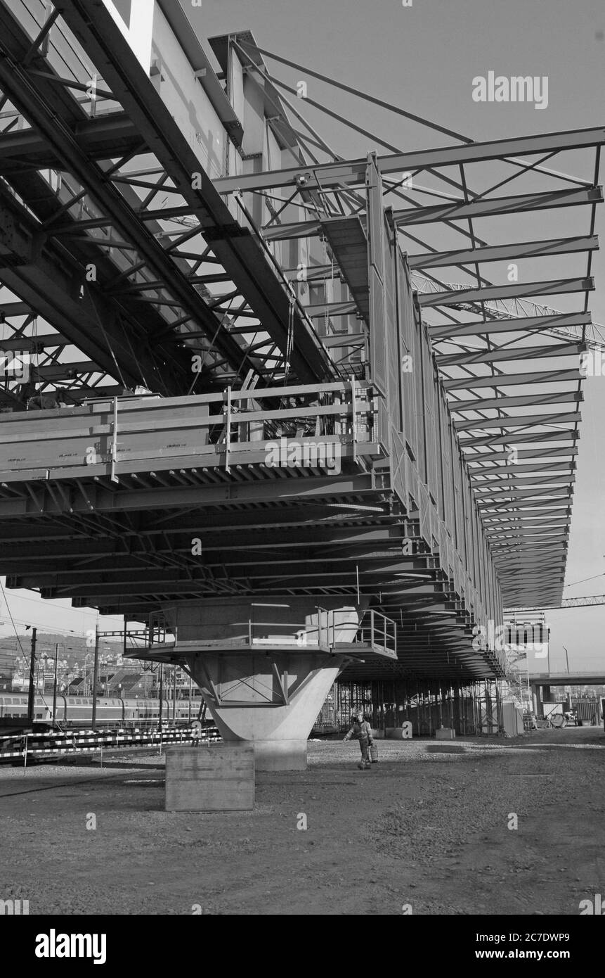 Suisse : Les travaux de construction au pont Letzigraben à Zürich-West. Banque D'Images