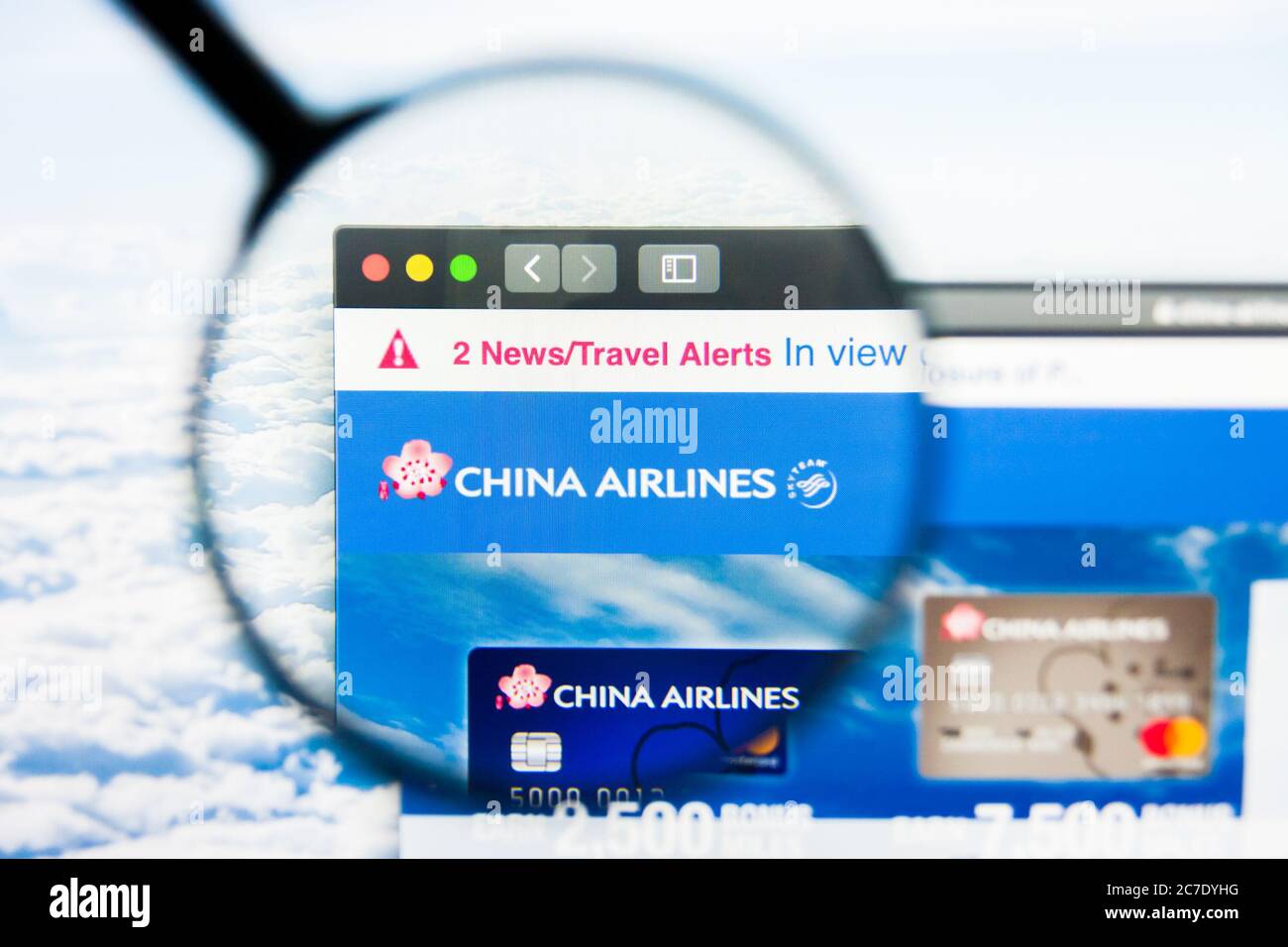 Los Angeles, Californie, États-Unis - 21 mars 2019 : éditorial illustratif de la page d'accueil du site Web de China Airlines. Logo China Airlines visible sur l'écran Banque D'Images