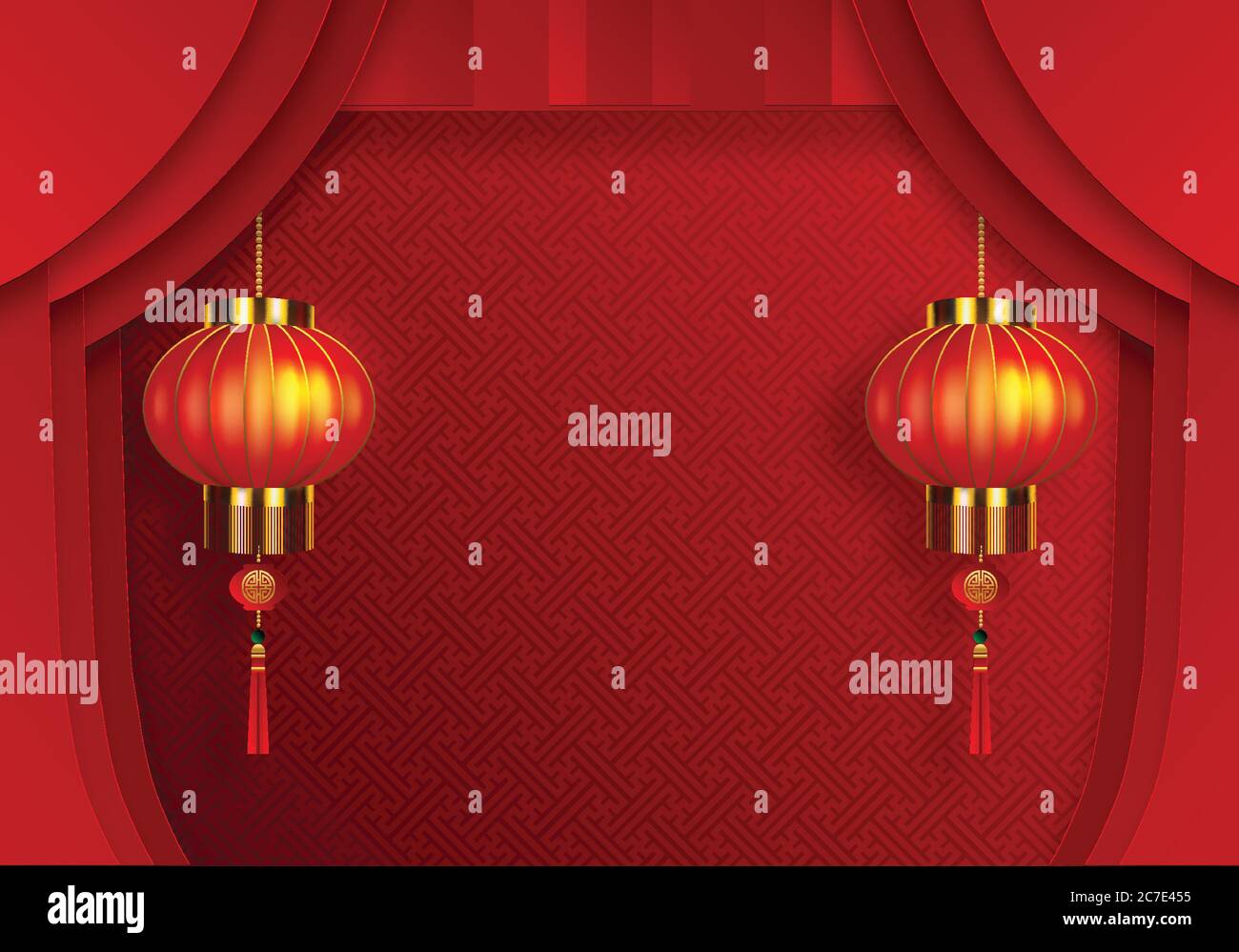 Nouvel an chinois 2021 année du boeuf, papier rouge coupé caractère boeuf, fleur et éléments asiatiques avec style artisanal sur fond. Illustration de Vecteur