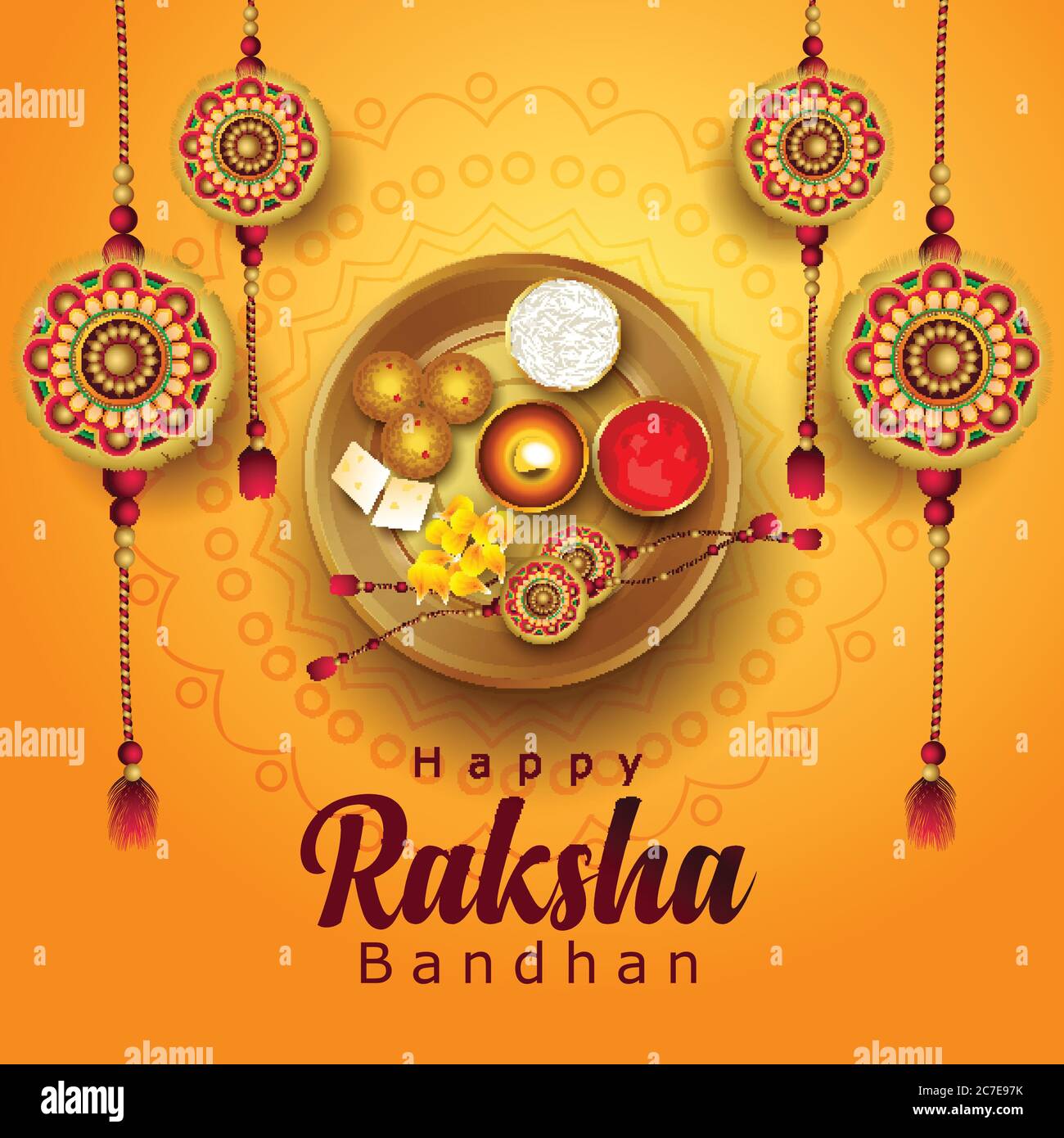 Happy Raksha Bandhan avec illustration vectorielle élégante dans un arrière-plan créatif. Festival religieux indien. Rakhi design coloré. Illustration de Vecteur Happy Raksha Bandhan avec illustration vectorielle élégante dans un arrière-plan créatif. Festival religieux indien. Rakhi design coloré. Illustration de Vecteur