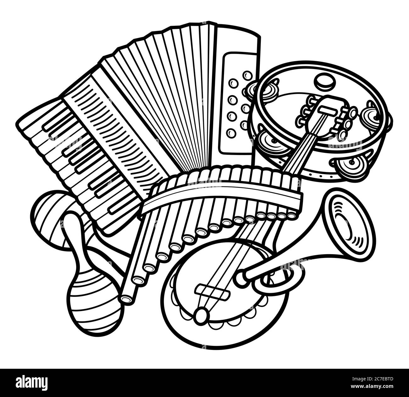 Dessins animés enfants adorables dessins instruments de musique Illustration de Vecteur
