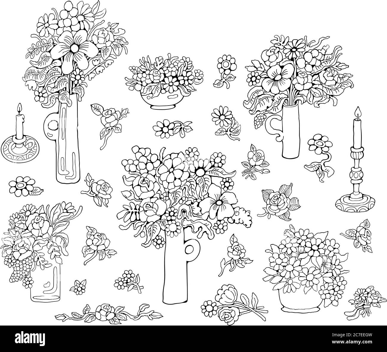 Fleurs vecteur illustration ensemble d'éléments de la nature Illustration de Vecteur