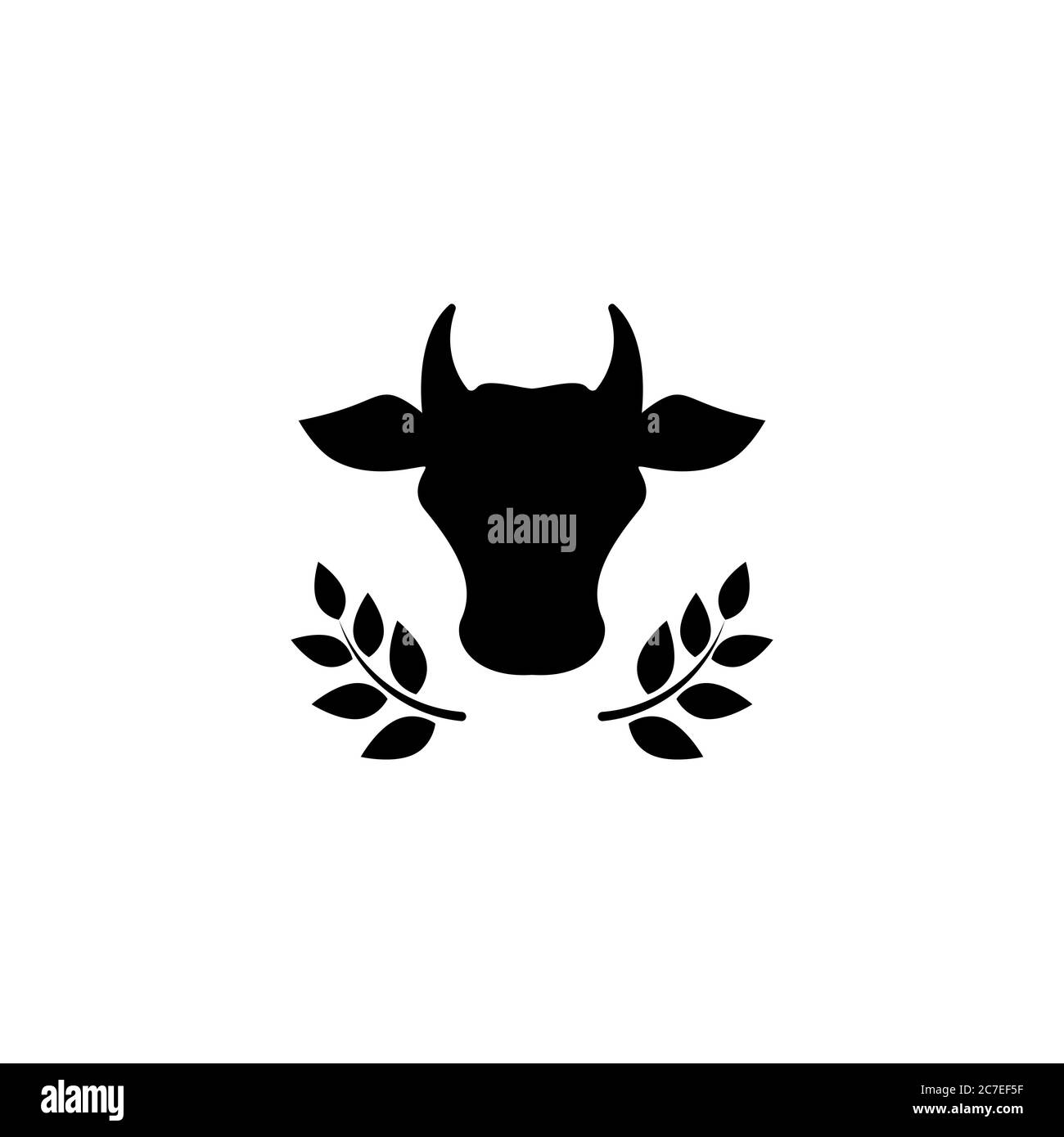 Icône de la ligne de la tête de vache. Animal de ferme. Symbole bœuf, lait, lactose. Étiquette alimentaire. Illustration vectorielle isolée sur blanc Illustration de Vecteur