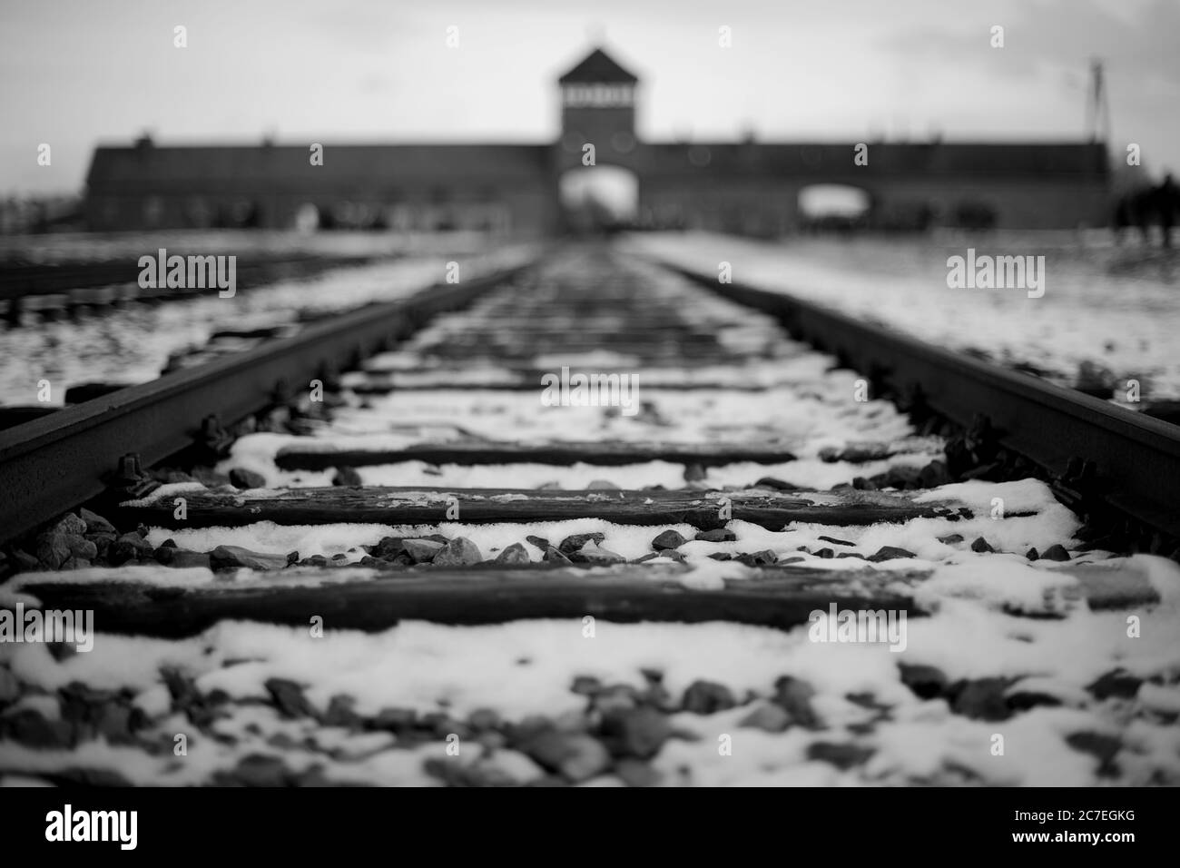 BIRKENAU, POLOGNE - 25 janvier 2018 : camp de Birkenau en Pologne Banque D'Images