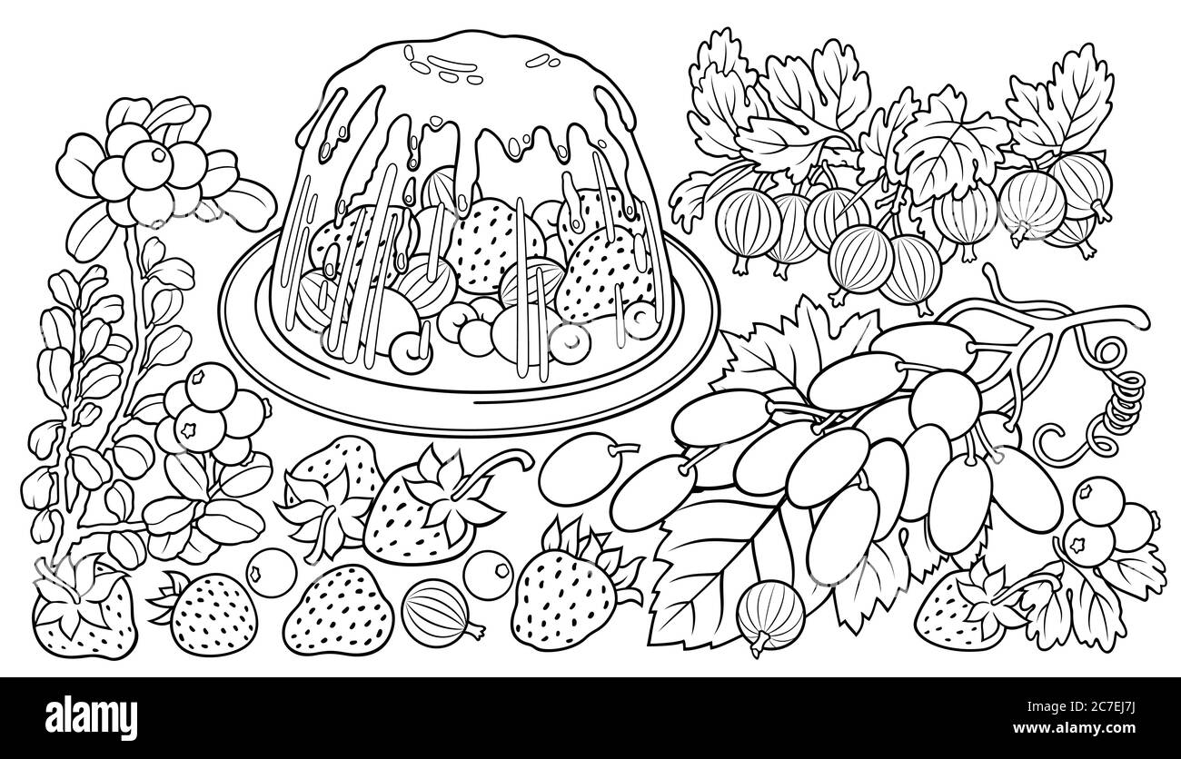 Bonbons, baies, fruits, illustration dessinée à la main Illustration de Vecteur