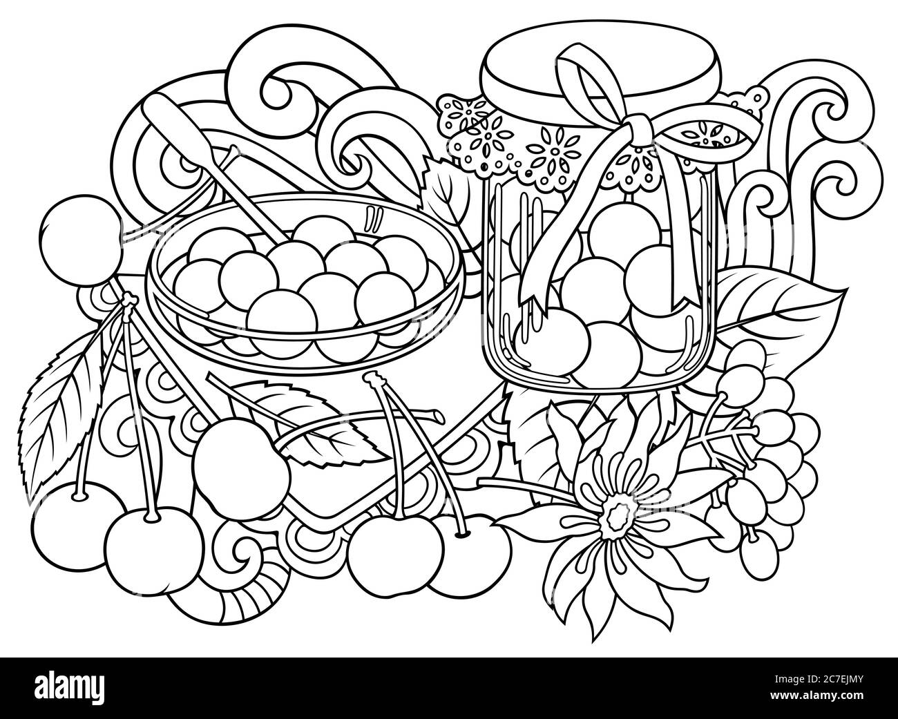 Illustration de baies, fleurs dessinées à la main Illustration de Vecteur