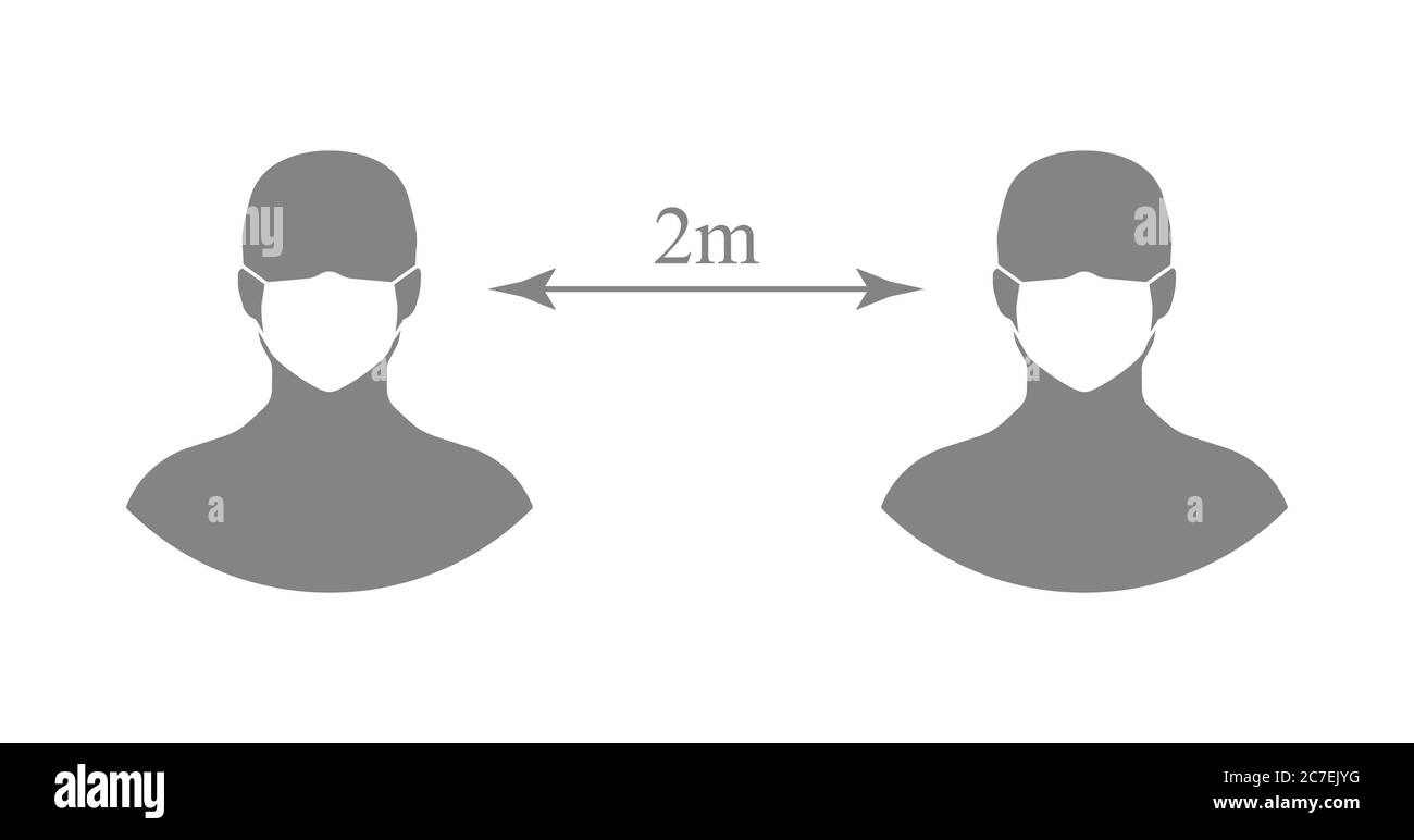 Distanciation sociale. Espace entre les personnes pour éviter la propagation du virus. Distance sociale recommandée de 2 mètres. Illustration de Vecteur