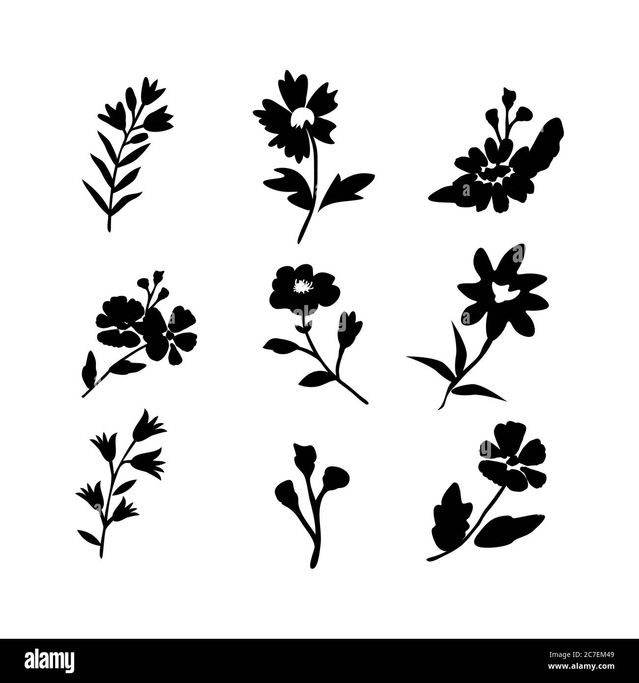 Collection d'icônes isolées de fleurs vectorielles Illustration de Vecteur