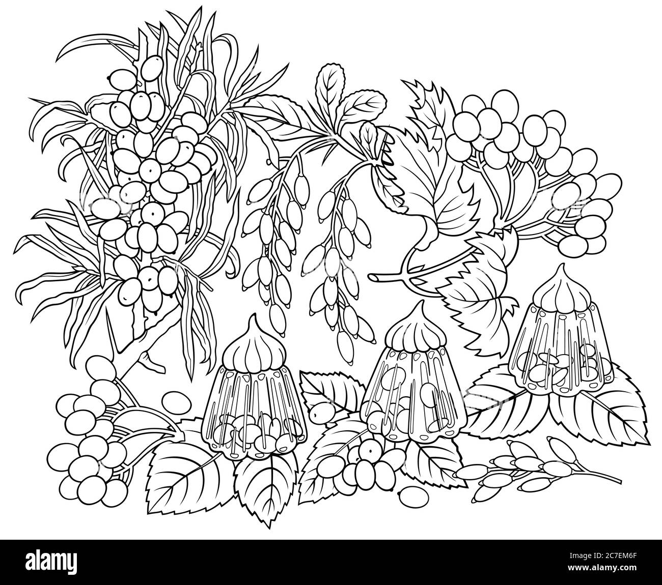 Bonbons, baies, fruits dessinés à la main Illustration de Vecteur