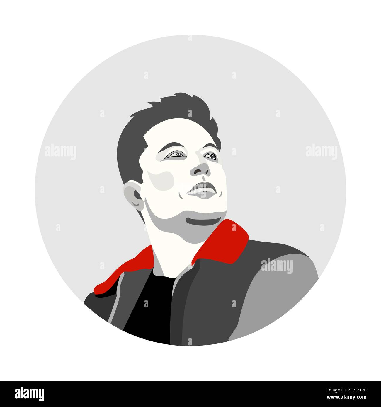 Elon Musk célèbre fondateur, chef de la direction entrepreneur, ingénieur, chef concepteur. Portrait minimaliste vectoriel. Fondateur de Tesla Motors Illustration de Vecteur