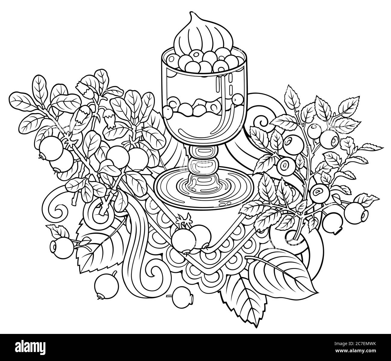 Bonbons, baies, cerises illustration dessinée à la main Illustration de Vecteur