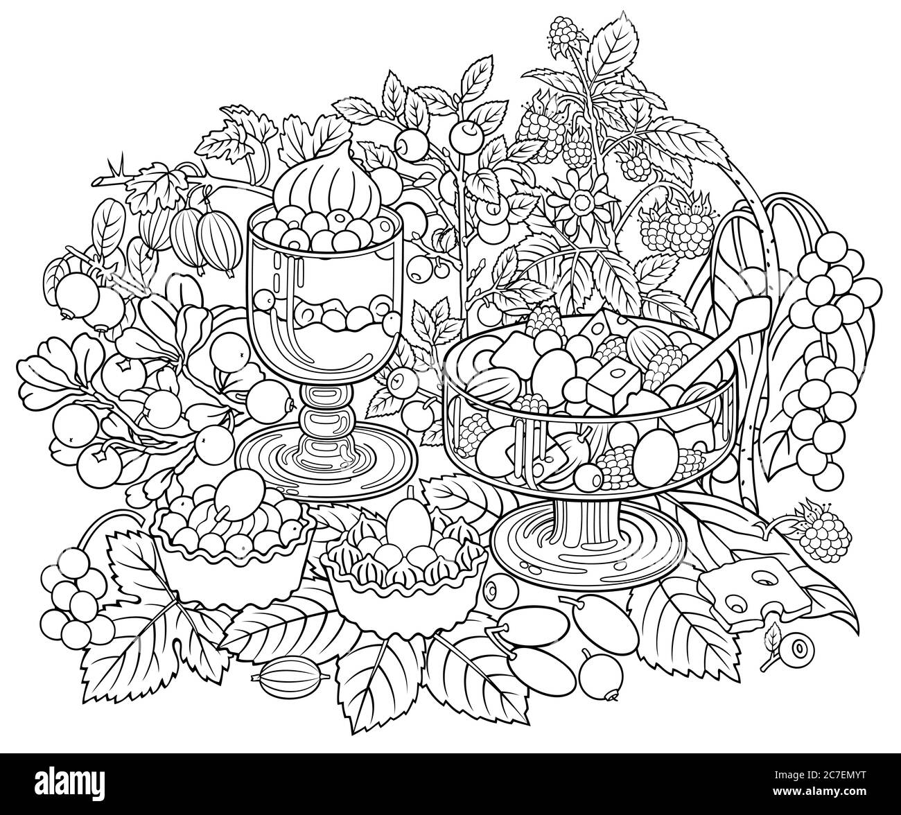 Bonbons, baies, cerises illustration dessinée à la main Illustration de Vecteur