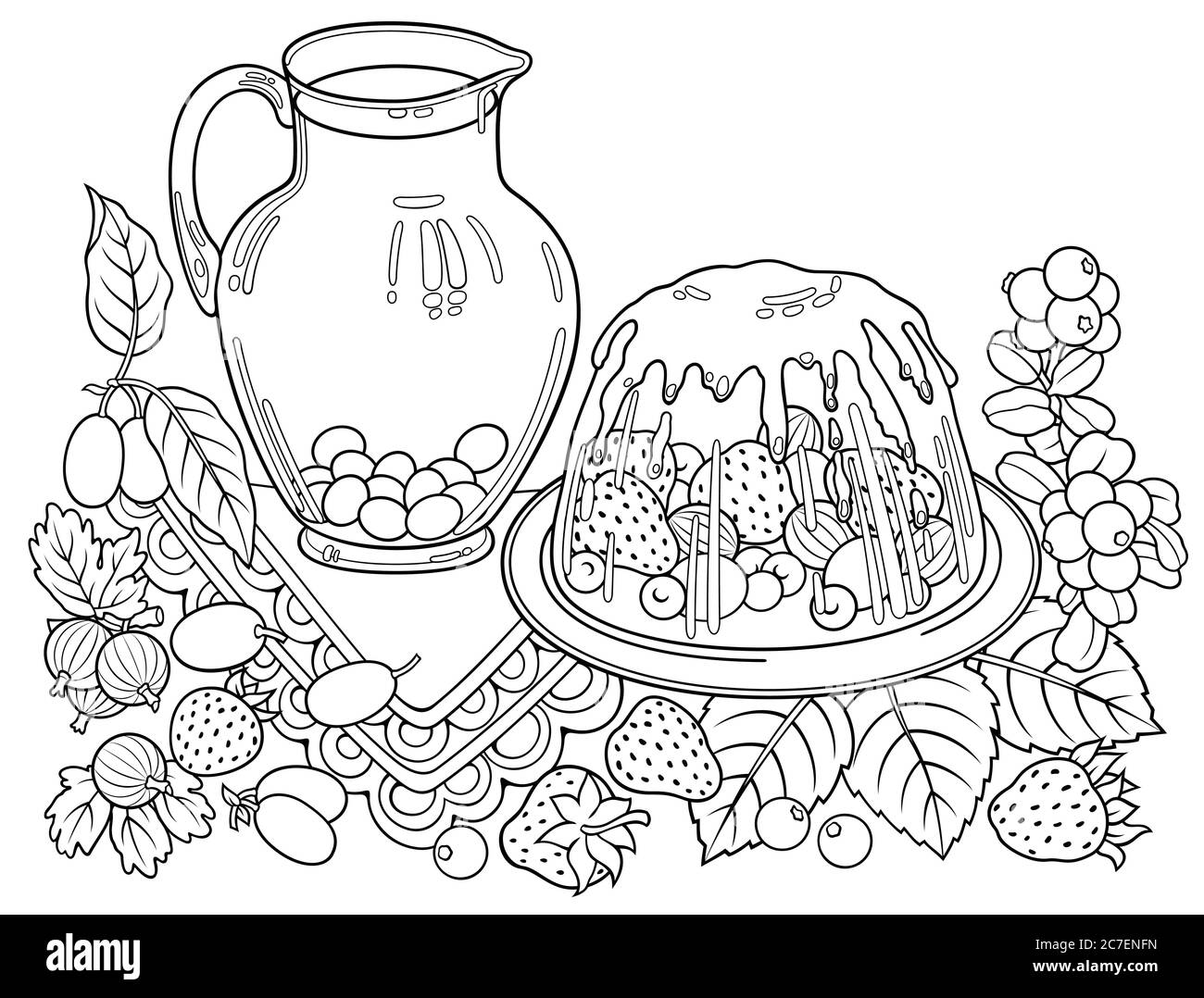 Illustrations de bonbons, baies, fruits, boissons Illustration de Vecteur