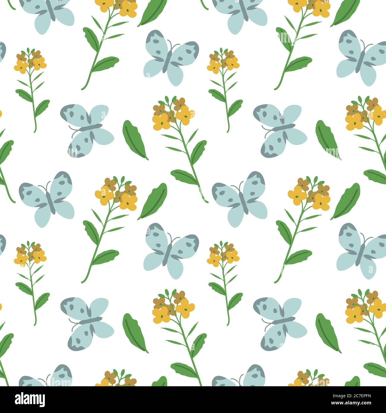 Motif vectoriel de fleurs et papillons sans couture Illustration de Vecteur